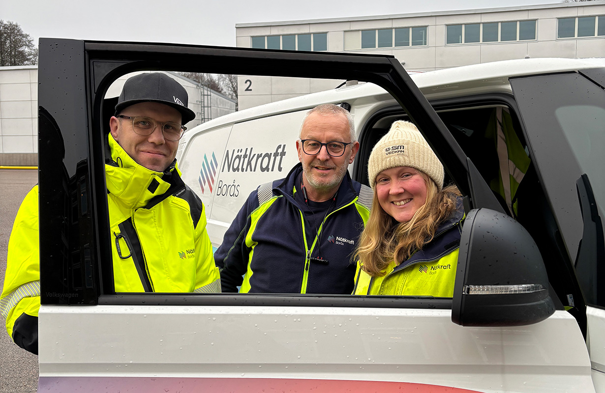 Vår planeringsingenjör Andreas och våra kommunikationstekniker Jan-Erik och Emelie.